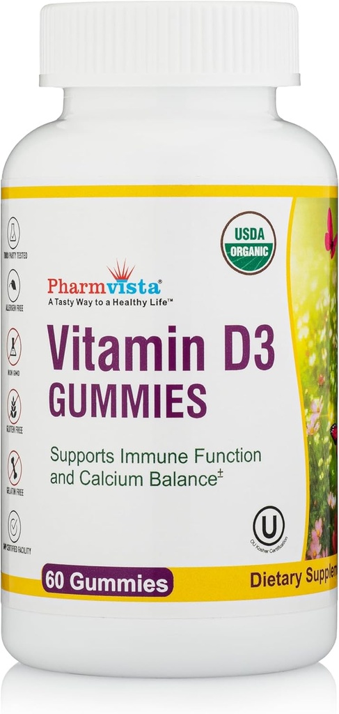 Vitamín D3 Gummies-Tasty Želatína bez lepidla Spôsob, ako si vziať slnečný vitamín (60 gróf Cherry chuť)