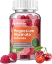 Magnesium Glycinate Gummies 400mg, Sugar Free Magnesium Supplement w/Ashwagandha, Zinc, Vegan Magnesium Glycinate Supplement for Adults - 60 Cherry Gummies
