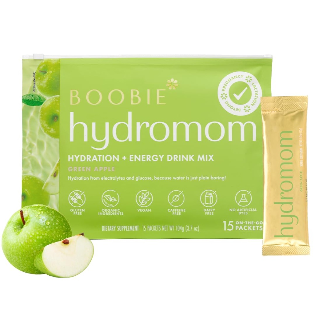 Boobie Hydromom Superfood Electrolyte Drink Mix, Zelené jablko
