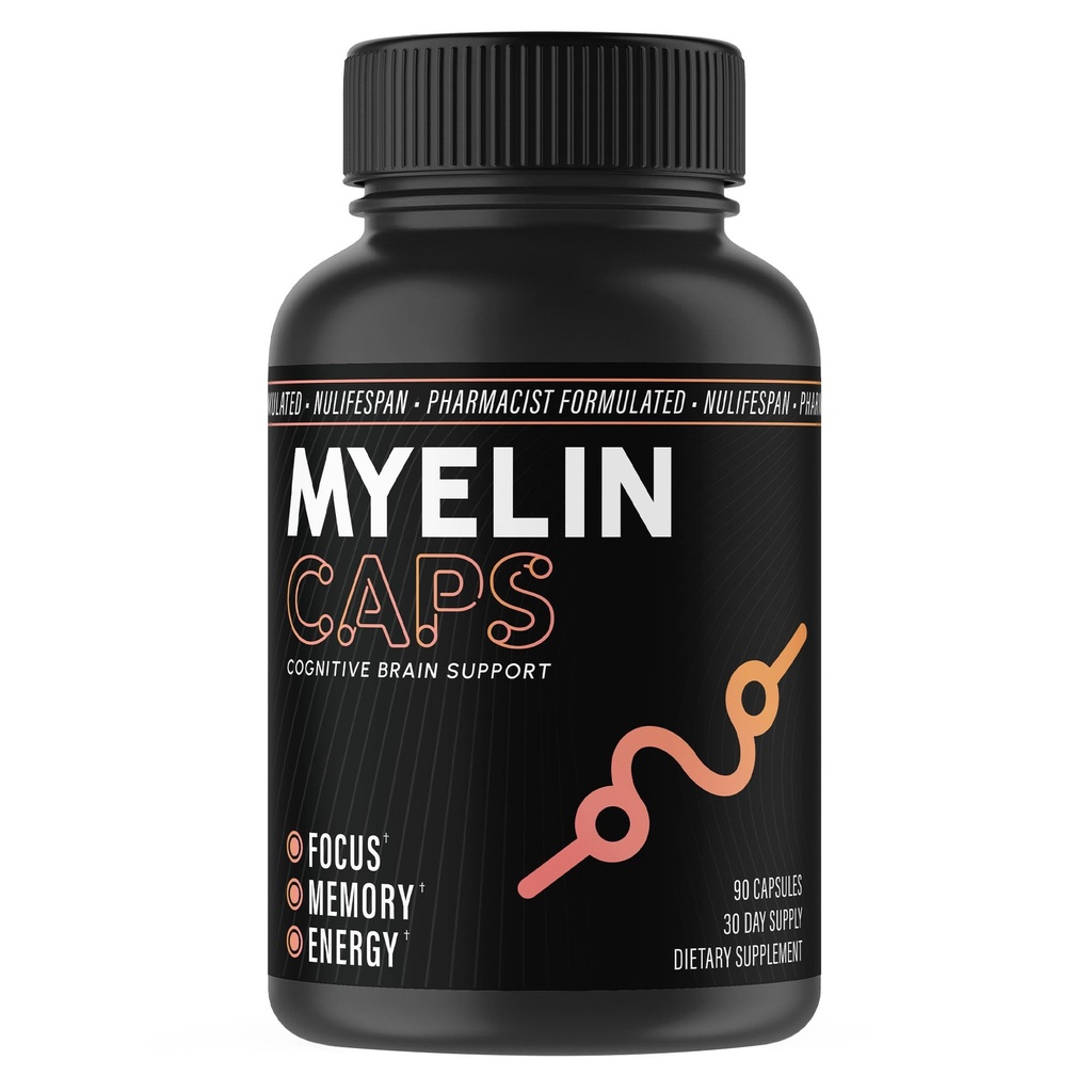 Myelin Caps, Brain Health Supplement, Focus Supplement & Brain Health s AlphaSize, Pamäť a kognitívne funkcie Podpora, Gluten-free, non-GMO (90 Kapsule)