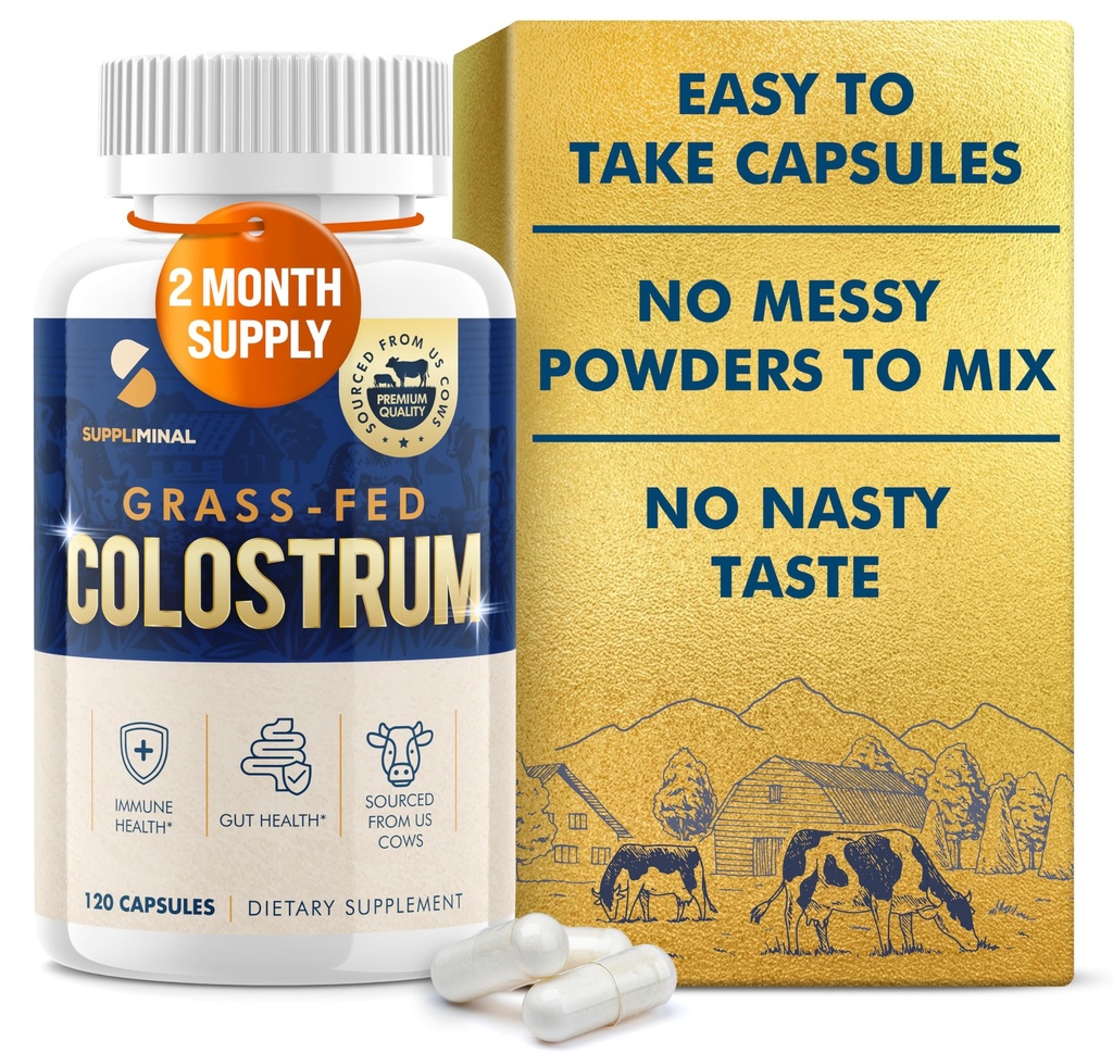 Colostrum Supplement 2 Month Supplement, Grass Fed Bovine Colostrum, Colostrum Powder Capsules