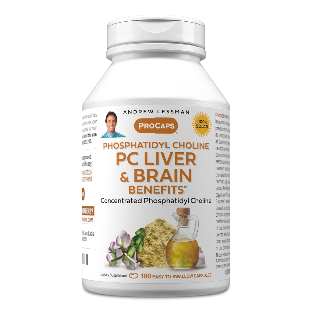 ANDREW LESSMAN PC Pečeň a mozog Výhody 180 Softgels - Fosfatidyl Cholín, Najdôležitejší stavebný blok pre zdravé pečene a mozgu štruktúry, Funkcia. Žiadne prídavné látky. Ľahko prehĺtať softgely