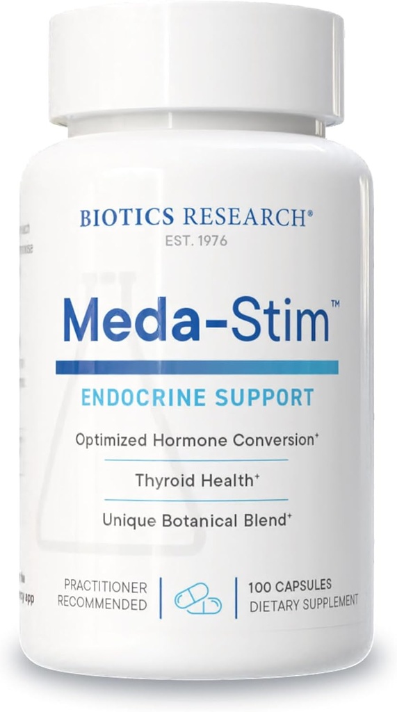 Biotics Research Meda Stimul Support Endokrinná funkcia, Nutričná podpora pre štítnu žľazu Gland, Zdravé T3, T4, hladiny tyroxínu, Metabolické zdravie, Obsahuje jód, selén, horčík, 100 kapsúl