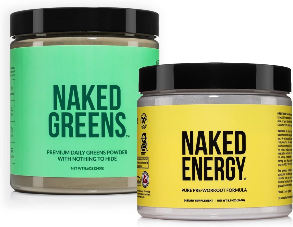 Naked Vegan Energizing Bundle Unflavred Energy Nutrition Super Greens Powder Organic Greens Supplement