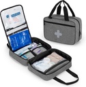 CURMIO Malá prvá pomoc taška, Prázdne núdzové Trauma Kit Organizátor taška pre pešiu turistiku, Kemping, auto, cestovanie, domov a vonku, šedá, BAG LEN, patent čaká