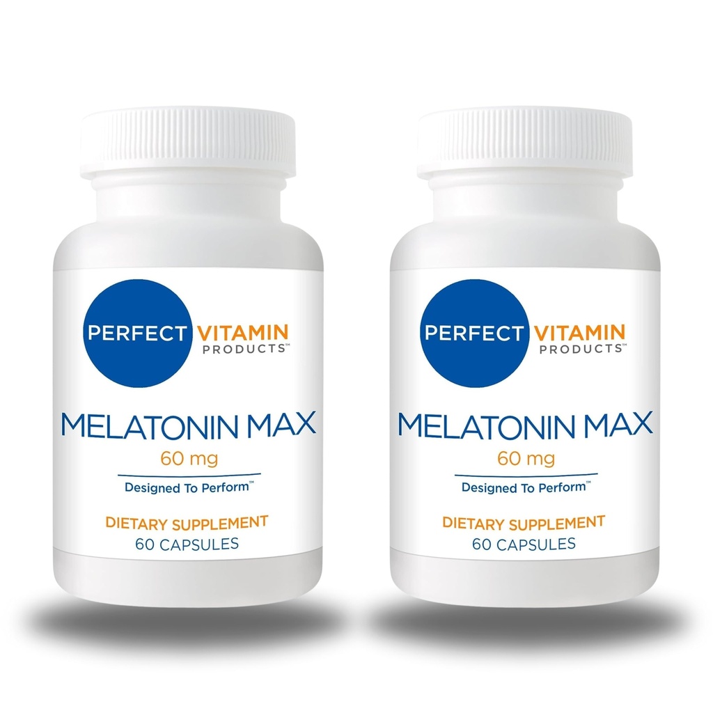 60 mg extra sila Melatonín MAX - vysoká dávka Melatonín Zaisťuje Amply dodávky tohto dôležitého hormónu - 100% bez liekov, Vegan, non-GMO, bez lepidla (120 kapsúl 2-Pack)