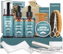 Brada Kit, Bard Grooming Kit pre mužov W/Straight Razor,2 BACK Bad Beard Oil, Wash, Balm, Brush, Comb, Nožnice Muži narodeniny Vianočné darčeky pre mužov Priateľ Manžel Brada Trimming Kit holenie