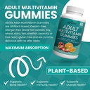 Plant-Based Multivitamínové Gummies, Denné multivitamíny pre mužov a ženy s vitamínmi A, C, D, E, B-3, B-6, B-12, Biotin, inozitol, non-GMO, bez lepidla, 60 Počet (30 dní dodávky)
