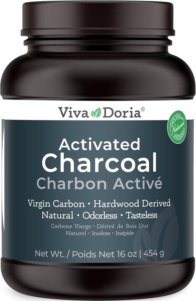 Viva Doria Virgin Activated Charcoal Powder, Hardwood Dedived, Food Grade, 16 Oz (1 libra)