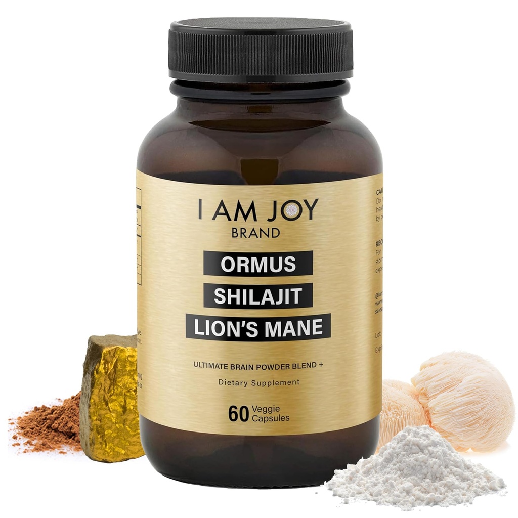 Som Joy co. Ormus Shilajit Lion Mane - Ultimate Brain Power! Monoatomic 24k zlato - jediný zmes svojho druhu pre energiu, pamäť, & Focus - 60 Vegánske kapsule