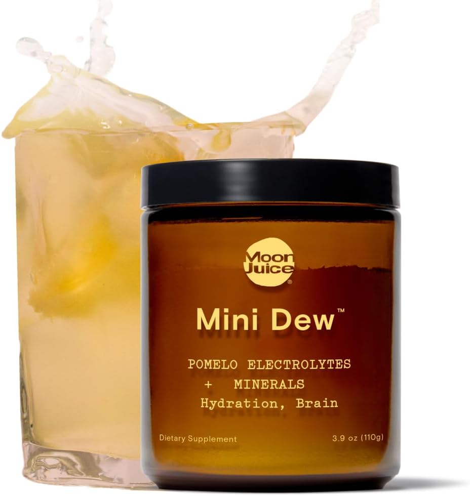 Moon Juice Mini Dew Electrolytes Powder - Bezcukrové minerály a Electrolyte Hydratačný prášok pre okamžitú hydratáciu a podporu mozgu - horčík, vápnik, draslík, ružová soľ, Pomelo, 30 porcií