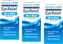 Bausch + Lomb Advanced Eye Relief, Lubricant Eye Drops for Suché oči, Hydratačné a upokojujúce, Replenishes Tears for Fast Relief, 0.5 Fl Oz
