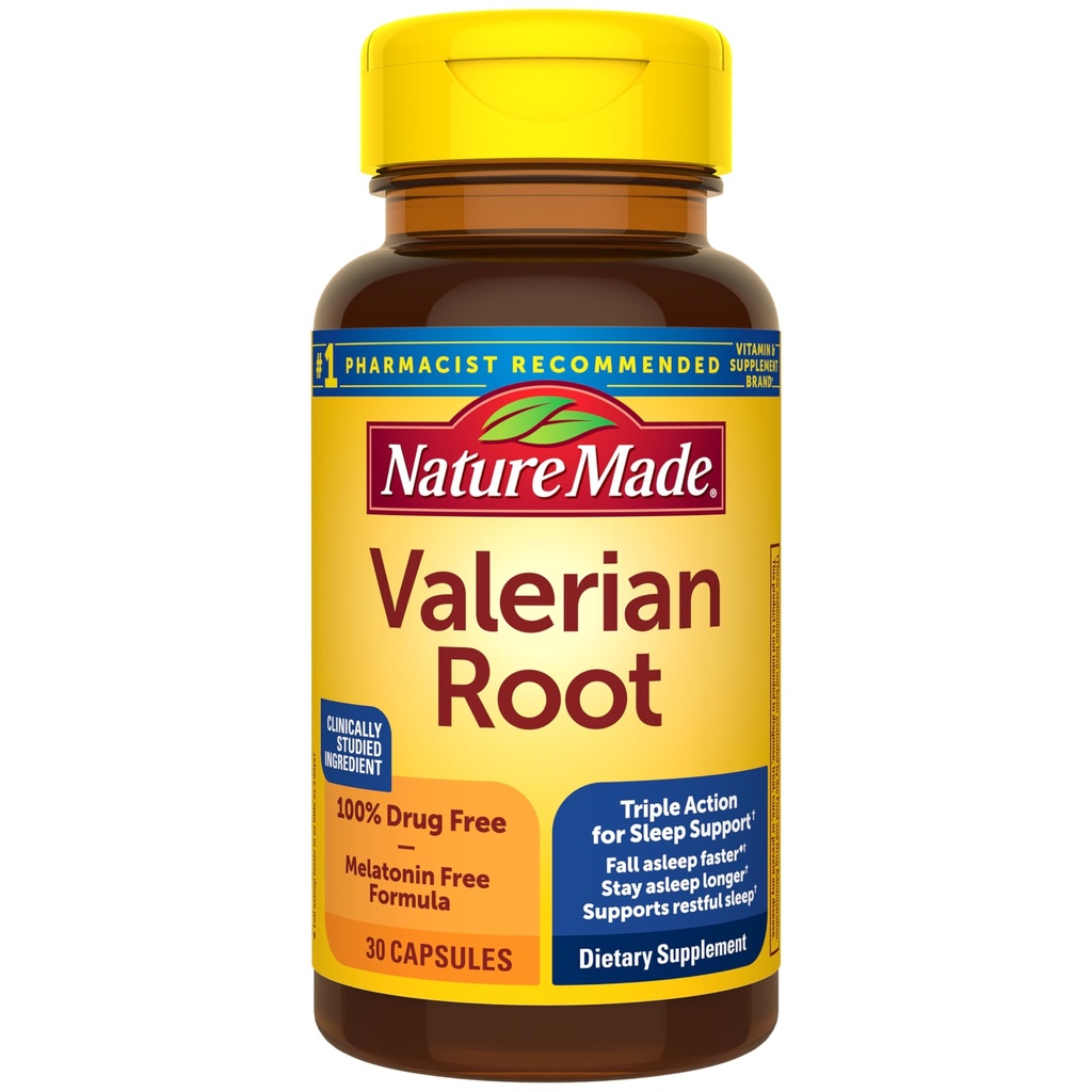 Nature Made Valerian Root for Sleep Support, Melatonin Free Sleep Aid pre dospelých, 30 Valerian Root Capsules, 30 Day Supply