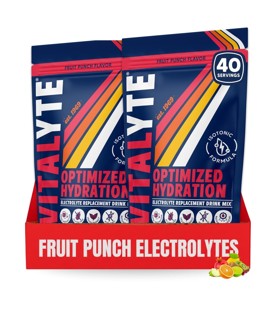 Vitalyte Powder Drink Mix, Isotonic Electrolyte Hydration Mix, Gluten Free Post Workout Powder Mix, balenie po 2, 35 oz. Ovocná chuť