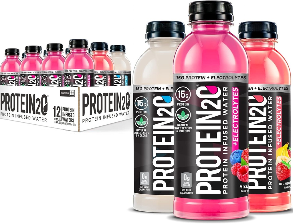 Protein2o 15g Srvátkový proteín Izolát infundovaná voda Plus elektrolyty, bezcukrový športový nápoj, pripravený na pitie, bezlepok, bez laktózy, balenie s elektrolytou, 16,9 fl oz fľaša (12 počet)