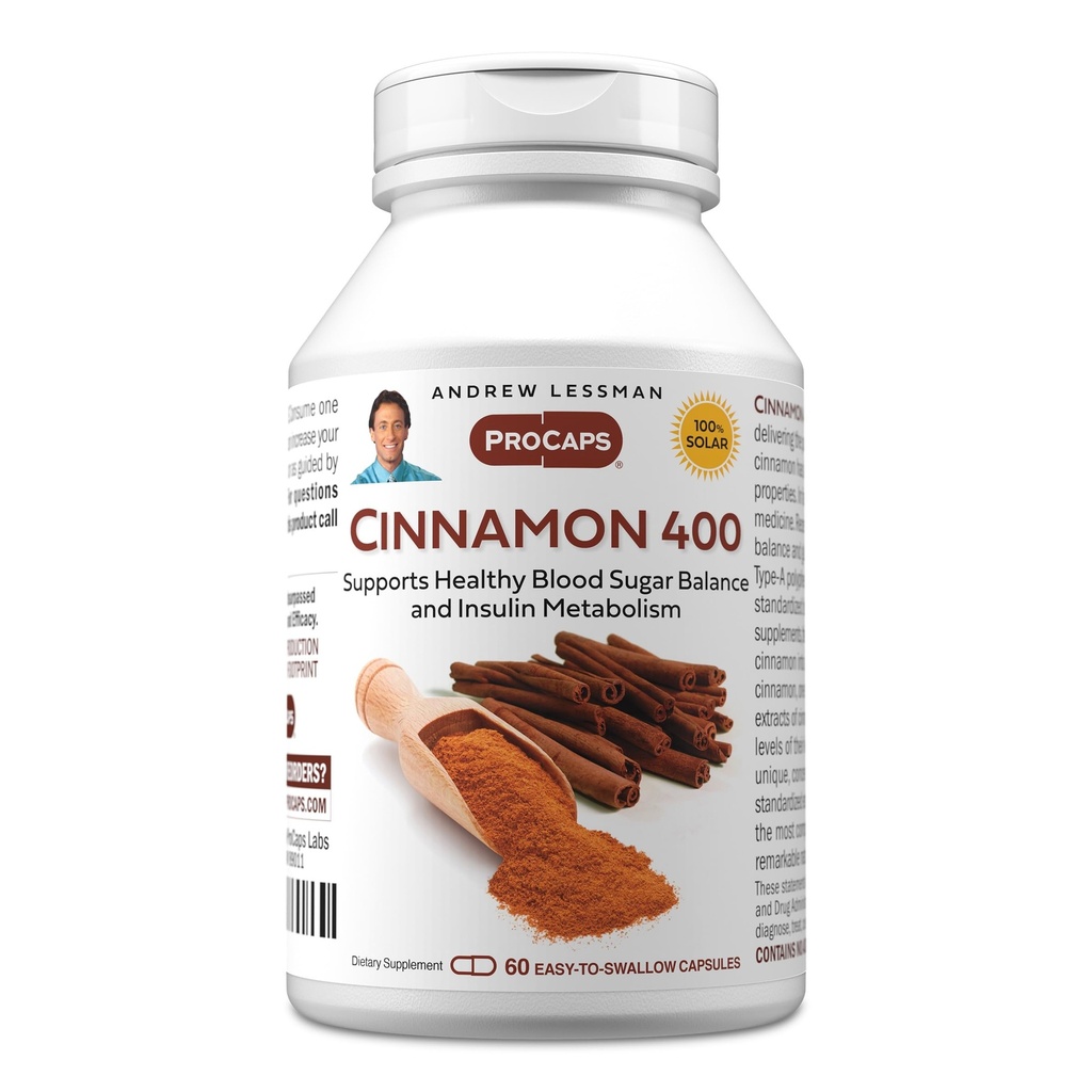 ANDREW LESSMAN škorica 400mg - 60 Kapsule - Vysoká potencie, Štandardizovaný extrakt. Žiadne prídavné látky. Malé kapsuly sa ľahko prehĺtajú