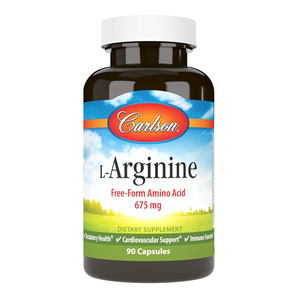 Carlson - L-arginín, 675 mg, podporuje zdravý obehový a kardiovaskulárny systém, 90 kapsúl