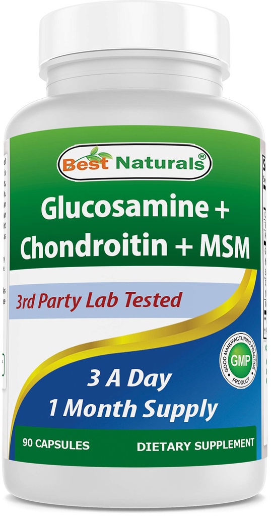 Best Naturals, Glucosamine Chondroitin MSM Supplements, 2600 mg per Serving, 90 Kapsule (90 Počet (Pack of 1))