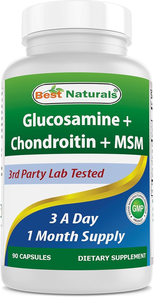 Best Naturals, Glucosamine Chondroitin MSM Supplements, 2600 mg per Serving, 90 Kapsule (90 Počet (Pack of 1))