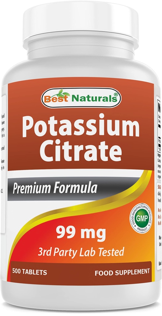 Najlepšie Naturals Draslík Citrát 99mg 500 Tablets - 3. Party Lab tested