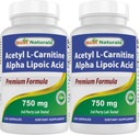 Najlepšie prírodné Acetyl L-karnitín a Alpha Kyselina Lipoová 750 mg 120 Kapsule (120 Počet (Stoj 2))