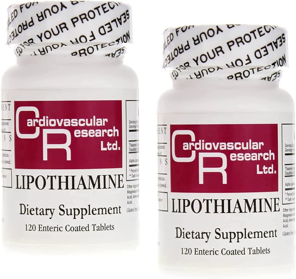 Kardiovaskulárny výskum Lipothiamin B1 doplnok 240 tabliet - vitamín B1 Teraz s kyselinou Alpha Lipoová - 2 X 120 Počet