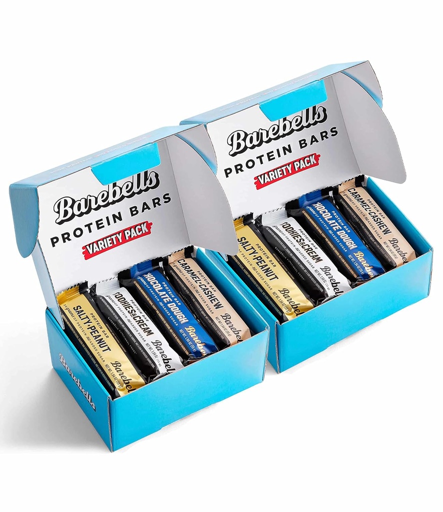 Barebells Protein Bars Variety Pack - 12 Počet, Balenie 2 - Bielkoviny Snacks s 20g High Protein - Čokoláda Protein Bar s 1g celkových cukrov - Perfektné na Go Protein Snack & Breakfast Bars