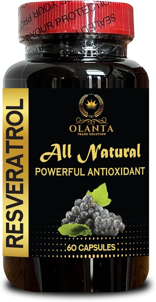 RESVERATROL Extract - Immune Health Supplements, Vitamin E antioxidant, Seniors' antioxidant Support, Gluten-Free Energy Support, All Natural resveratrol - 1 Bottle 60 Capsules