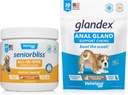 VETNIQUE Seniorbliss All-in-One Multivitamínové žuvačky pre staršie psy (60ct) a Glandex Anal Gland Support Arašidové maslo mäkké žuvačky pre psy (30ct)