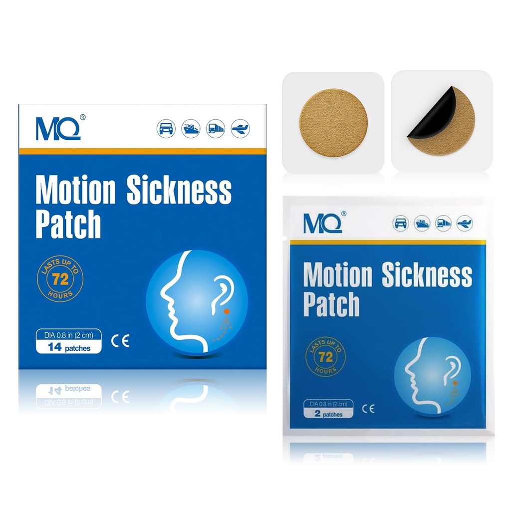 MQ 14ct Motion Disease Patches Non Drowsy, Morské choroby Patches for Cruise Travel Essentials, Waterproof Patch Beh Behind Ear for Car Airplane Altitude Disease, Long Last 72H