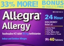 Allegra Alergia 40 tabliet (Bonus Pack - 33% Viac) 24 hodinová ochrana - Non Drowsy