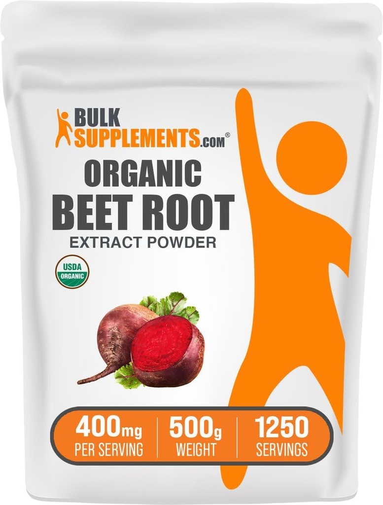 BulkSupplements.comOrganic Beet Root Extract Powder - Repeat Root Powder, Nitric Oxide Supplement - Vegan & Gluten Free, 400mg per Serving, 500g (1,1 lbs) (Pack of 1)