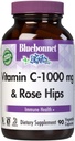 Bluebonnet Nutrition Vitamín C-1000 mg Plus Rose HIPS Zeleninové kapuly, pre imunitné zdravie, pre antioxidačnú ochranu, bez sóje, bez lepku, non-GMO, Kosher, bez mlieka, Vegan, 90 gróf
