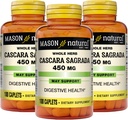 Mason Natural Cascara Sagrada 450 mg, Bylinné doplnky pre normálne trávenie funkcie podpora, 100 Caplets (Pack of 3)
