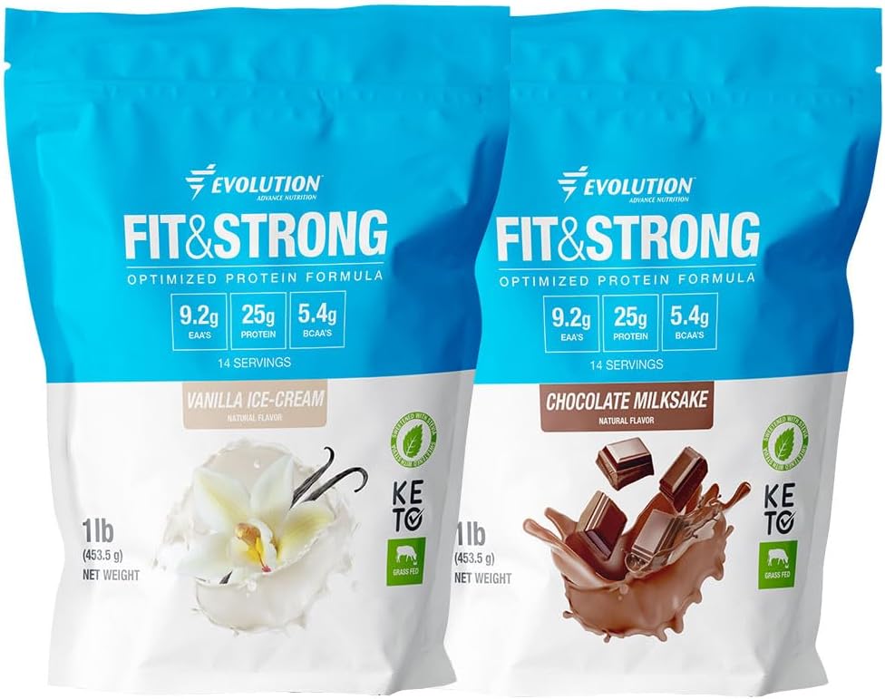 Evolution Advance Nutrition Fit & Strong - Pure Whey Protein Powder with BCAA, Natural Flavor 2 Libra (Vanilla) + Fit & Strong- Pure Whey Protein Powder with BCAA 