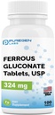 Puregen Labs Ferrous Glukonát 324 mg [Vysoká potencia] Železo Supplement, jemne na žalúdku - 100 tabliet
