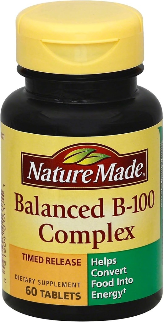 Príroda Vyvážené vitamín B-100 Komplexné tablety 60 ea (Pack of 5)