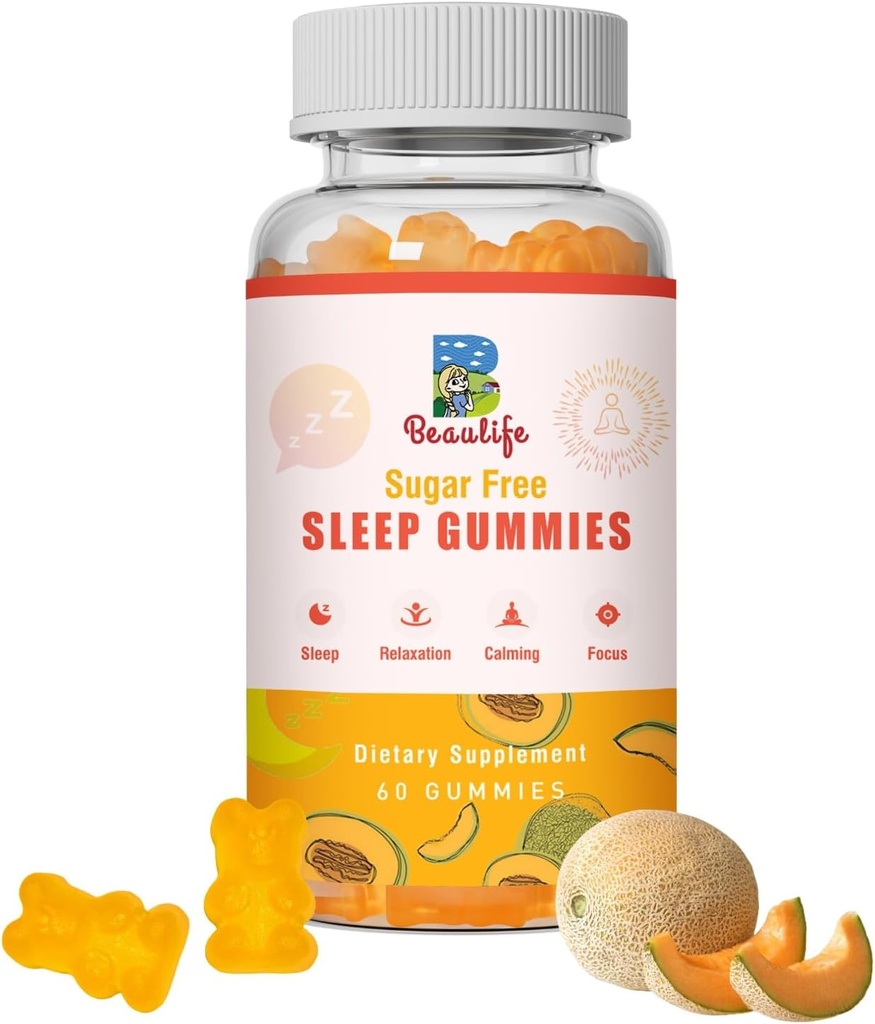 5 mg melatonínové guličky, podpora spánku pre dospelých, melatonínové doplnky pre spánok, 60 chutí Cantaloupe