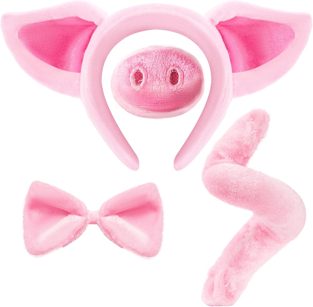 Spooktacular Creations Ružové prasa dalmatínske kostým sada s ušami nos chvost a kravatu, Zvierací kostým príslušenstvo pre Unisex