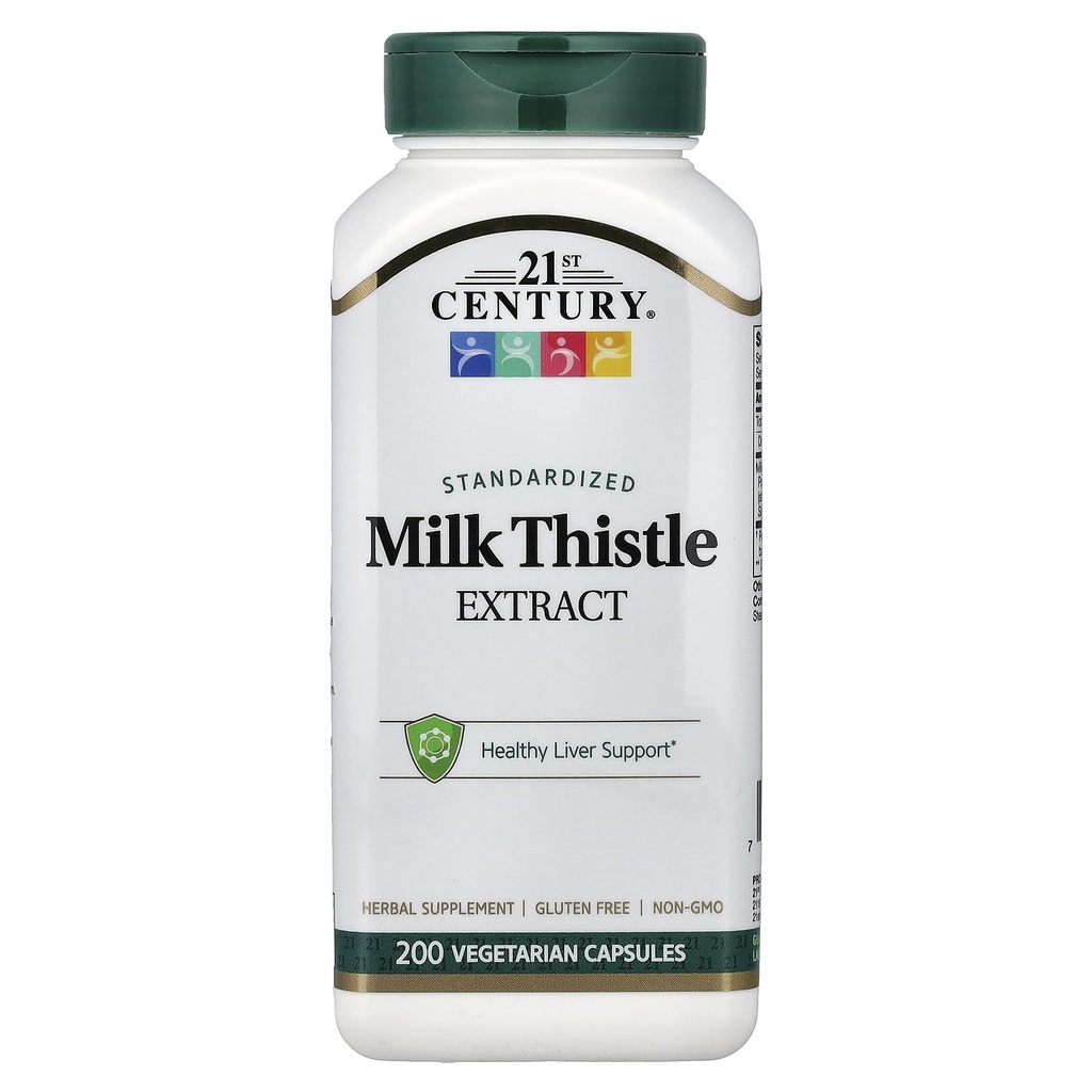 21st Century Milk Thistle Extract Veg kapsuly, 200 Počet