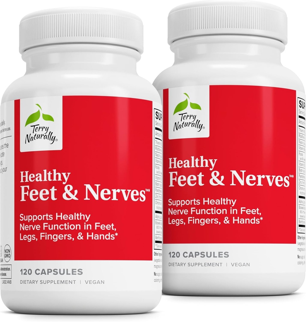 Terry Prirodzene zdravé nohy & Nerves - Bylinné doplnky s bioaktívnym vitamínom B12 - Circulation & Nerve Health Suplement - Vegánske kapsuly s Boswellia Serrata - 120 kapsúl (Pack of 2)