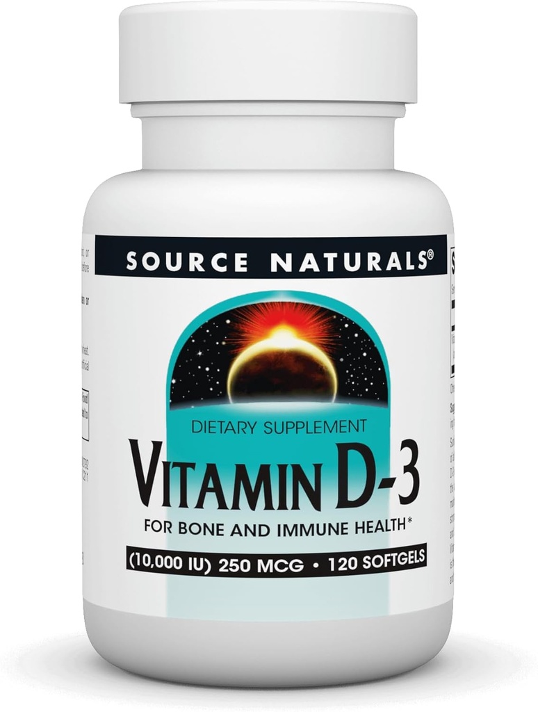 Zdroj Naturals Vitamín D-3, podporuje zdravie kostí a imunitného systému*, 250 μg (10 000 IU) - 120 Softgels