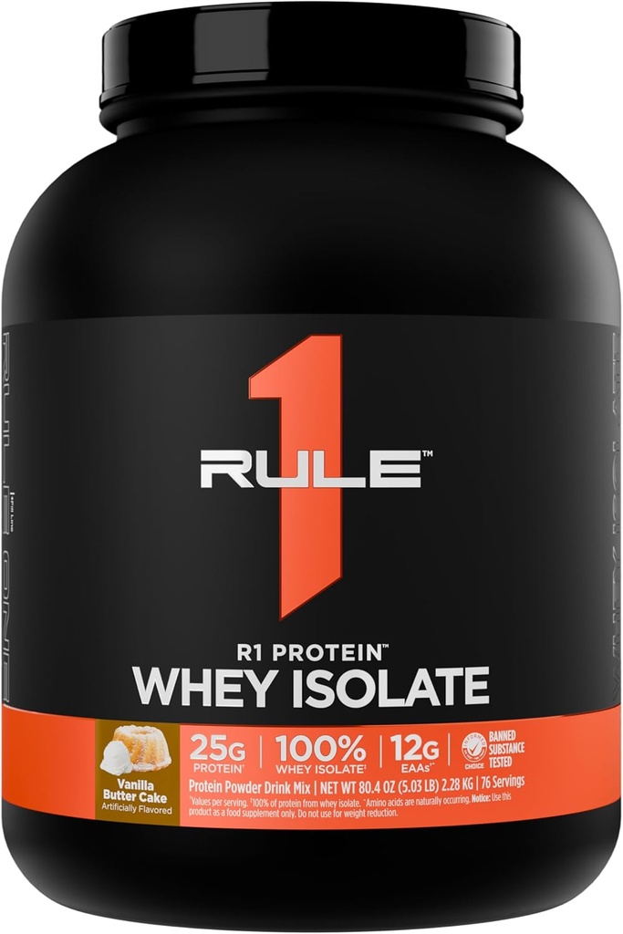 Článok 1 R1 Proteín Srvátkový izolát - s 25g proteínom & 6g BCAA Exkluzívne z izolovaných a hydrolyzovaných zdrojov pre zotavenie tréningu (5 libier*, Vanilkové maslo)