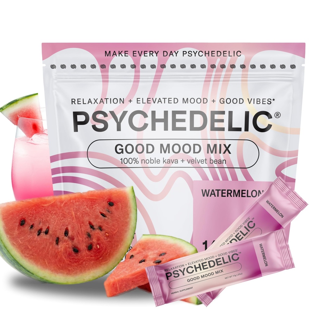 Dobrá nálada Mix - Vodný melón - prášok balíčky - upokojujúce Kava nápoj Mix - jednoduché otváranie jednosýtenie - Ochutené Kava prášok - Mucuna Pruriens - Stevia - Non Adaptogen Mocktails - 14 Stick