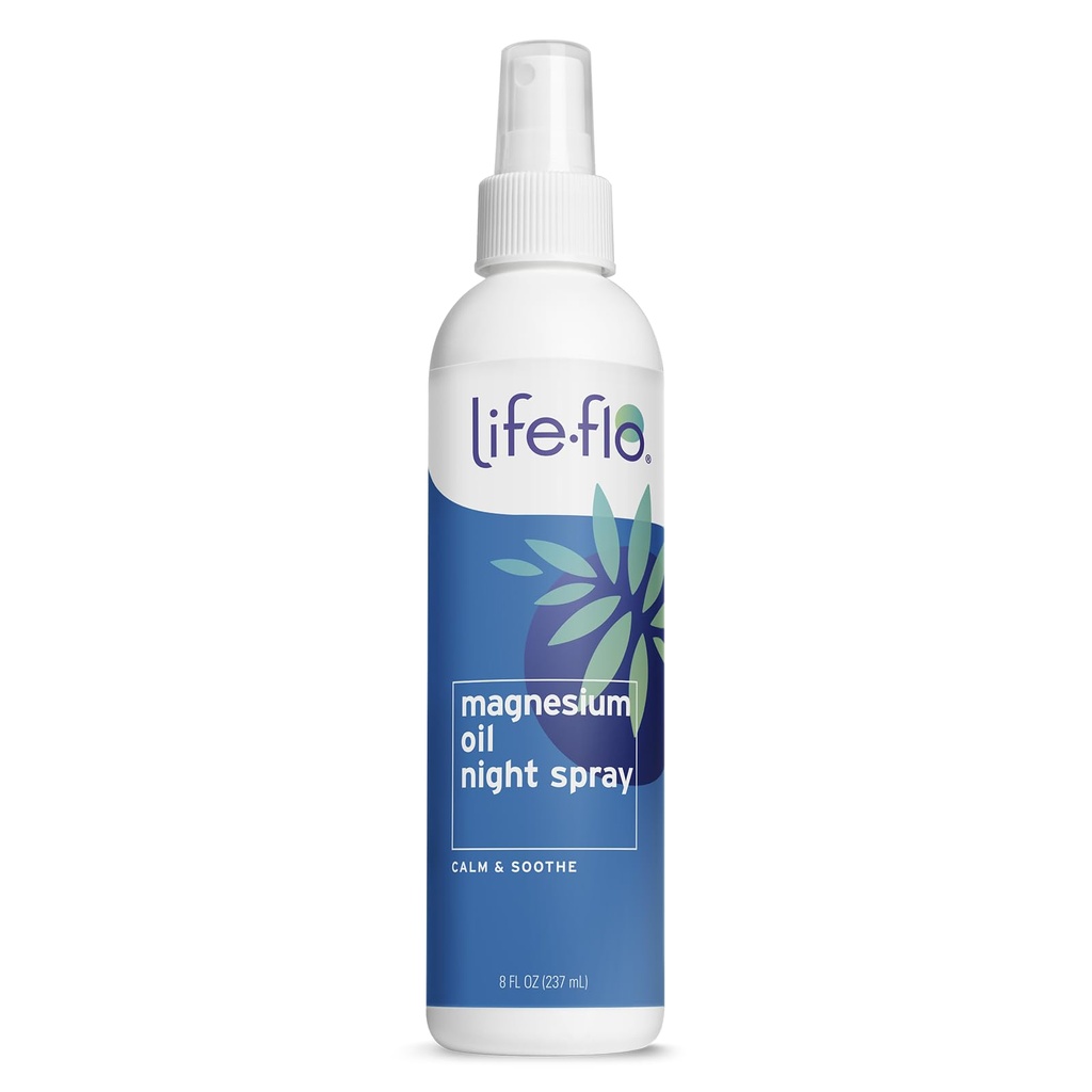 Life-flo magnéziový olej nočný sprej, upokojujúce horčík sprej w/Magnesium chlorid zo Zechstein Seabed a levandule olej, upokojuje a relaxuje telo a myseľ, 60-dňová záruka, netestované na zvieratách, 8oz