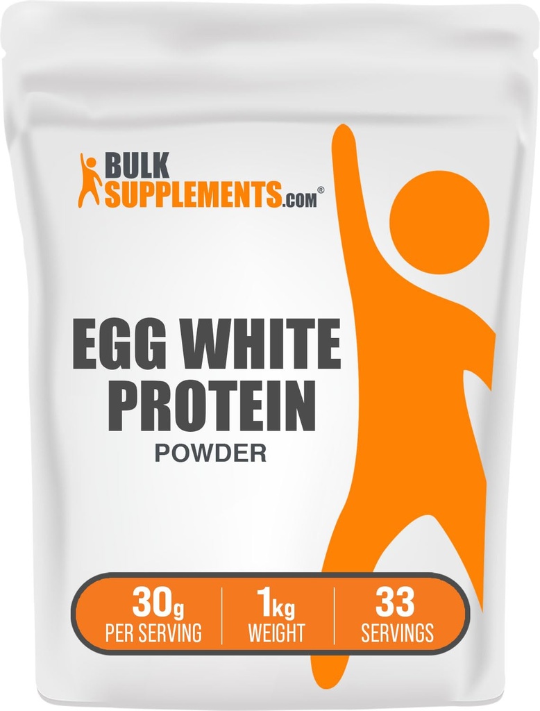 BulkSupplementments.com prášok na vaječný biely proteín - prášok na vaječnú bielu, bez laktózy - bez príchute a bez mlieka, 30 g na porciu, 1 kg (2,2 lbs) (balenie 1)