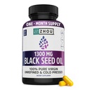 ZHOU Black Seed Oil Capsules - Black Cumin Seed Oil Cold Pressed, Nigella Sativa, Pure Nerafinovaný Blackseed, Premium Supplement for Health, Hair & Skin w/Thymochinón - 60 Kapsule (Stock of 1)