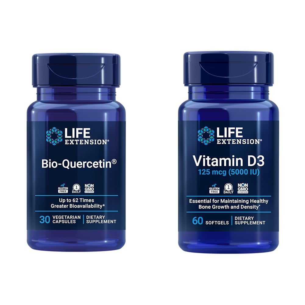 Predĺženie života Bio-Quercetin Immune & Heart Health Antioxidant 30 Kapsule + Vitamín D3 5000 IU 60 Softgels