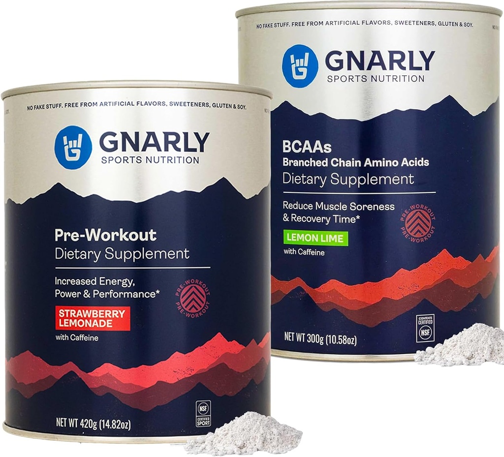 Gnraly Nutrition Gnally Preworkout Jahodová limonáda (14.82oz) BCAA Lemon Lime (10.58oz)