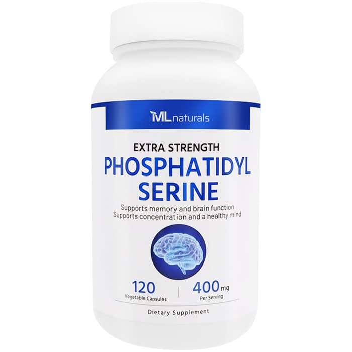 ML Naturals Fosfatidylserín 400 mg (vysoká dávka) 120 Rastlinné kapsuly. Podporuje funkciu pamäte a mozgu, non-GMO, NSF-Certifikované a cGMP-Compliant
